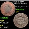 Image 1 : 1809 s-280 Classic Head Large Cent 1c Grades g+