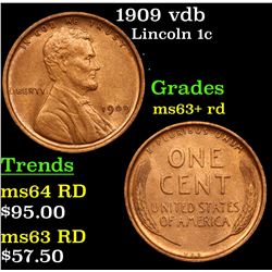 1909 vdb Lincoln Cent 1c Grades Select+ Unc RD