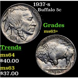 1937-s Buffalo Nickel 5c Grades Select+ Unc