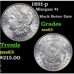 1891-p Morgan Dollar $1 Grades Select Unc