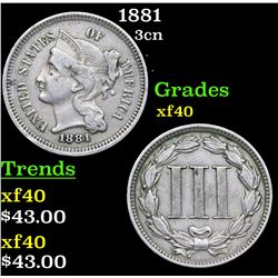 1881 Three Cent Copper Nickel 3cn Grades xf