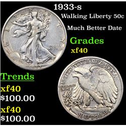 1933-s Walking Liberty Half Dollar 50c Grades xf