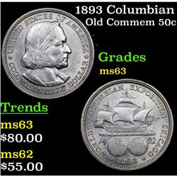 1893 Columbian Old Commem Half Dollar 50c Grades Select Unc