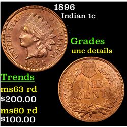 1896 Indian Cent 1c Grades Unc Details