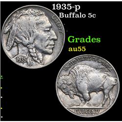 1935-p Buffalo Nickel 5c Grades Choice AU