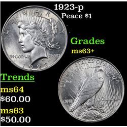 1923-p Peace Dollar $1 Grades Select+ Unc
