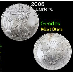 2005 Silver Eagle Dollar $1 Grades Mint State