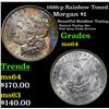 Image 1 : 1886-p Rainbow Toned Morgan Dollar $1 Grades Choice Unc