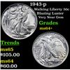 Image 1 : 1943-p Walking Liberty Half Dollar 50c Grades Choice+ Unc