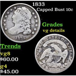 1833 Capped Bust Dime 10c Grades vg details