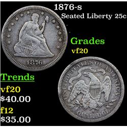 1876-s Seated Liberty Quarter 25c Grades vf, very fine