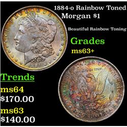 1884-o Rainbow Toned Morgan Dollar $1 Grades Select+ Unc