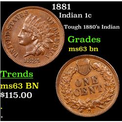1881 Indian Cent 1c Grades Select Unc BN