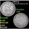 Image 1 : 1862-p Seated Liberty Dime 10c Grades xf+