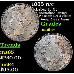 1883 n/c Liberty Nickel 5c Grades Choice+ Unc