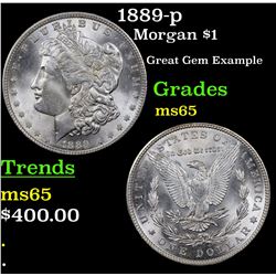 1889-p Morgan Dollar $1 Grades GEM Unc