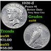 Image 1 : 1926-d Peace Dollar $1 Grades Choice AU/BU Slider