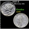 Image 1 : 1937-d Mercury Dime 10c Grades Select AU
