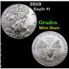 Image 1 : 2019 Silver Eagle Dollar $1 Grades Mint State