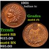 Image 1 : 1901 Indian Cent 1c Grades Choice Unc RB