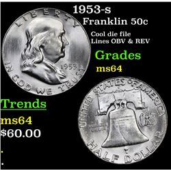 1953-s Franklin Half Dollar 50c Grades Choice Unc
