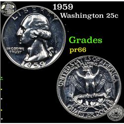 Proof 1959 Washington Quarter 25c Grades GEM+ Proof