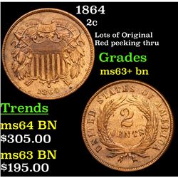 1864 Two Cent Piece 2c Grades Select+ Unc BN