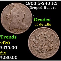 1803 S-246 R3 Draped Bust Large Cent 1c Grades vf details