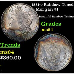 1881-o Rainbow Toned Morgan Dollar $1 Grades Choice Unc