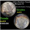 Image 1 : 1881-o Rainbow Toned Morgan Dollar $1 Grades Choice Unc