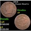 Image 1 : 1814 Classic Head Large Cent 1c Grades g+