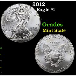 2012 Silver Eagle Dollar $1 Grades Mint State