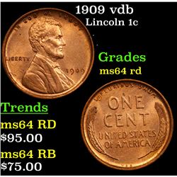 1909 vdb Lincoln Cent 1c Grades Choice Unc RD