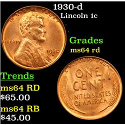 1930-d Lincoln Cent 1c Grades Choice Unc RD