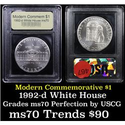 1992-d White House Modern Commem Dollar $1 Graded ms70, Perfection By USCG