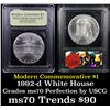 Image 1 : 1992-d White House Modern Commem Dollar $1 Graded ms70, Perfection By USCG