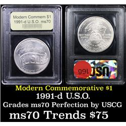 1991-d USO Modern Commem Dollar $1 Graded ms70, Perfection By USCG