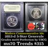 Image 1 : 2013-d 5-Star Generals Arnold & Bradley Modern Commem Half Dollar 50c Graded ms70, Perfection By USC