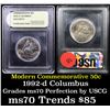 Image 1 : 1992-d Columbus Modern Commem Half Dollar 50c Graded ms70, Perfection By USCG