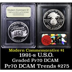 Proof 1991-S USO Modern Commem Dollar $1 Graded GEM++ Proof Deep Cameo By USCG