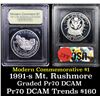 Image 1 : Proof 1991-S Mount Rushmore Modern Commem Dollar $1 Graded GEM++ Proof Deep Cameo By USCG
