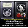 Image 1 : Proof 1984-S Olympic Modern Commem Dollar $1 Graded GEM++ Proof Deep Cameo By USCG