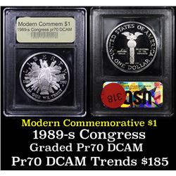 Proof 1989-S Congress Modern Commem Dollar $1 Graded GEM++ Proof Deep Cameo By USCG