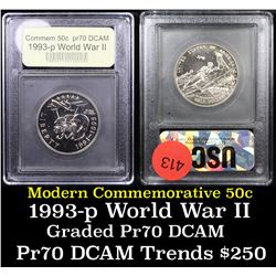 Proof 1991-1995-P WWII Modern Commem Half Dollar 50c Graded GEM++ Proof Deep Cameo By USCG