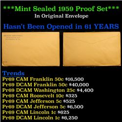 ***Auction Highlight*** Mint Sealed Unopened 1959 Proof Set Has Not been Opened In over 60 Years
