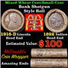 Image 1 : Mixed small cents 1c orig shotgun roll, 1916-d Wheat Cent, 1892 Indian Cent other end, McDnalds Wrap