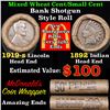 Image 1 : Mixed small cents 1c orig shotgun roll, 1919-s Wheat Cent, 1892 Indian Cent other end, McDnalds Wrap