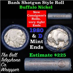 Buffalo Nickel Shotgun Roll in Old Bank Style 'Bell Telephone'  Wrapper 1920 & d Mint Ends Grades