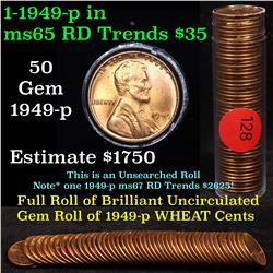 Uncirculated Lincoln 1c roll, 1949-p 50 pcs Grades