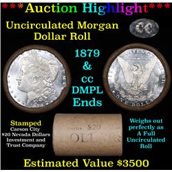 ***Auction Highlight*** 1879 & CC DMPL Ends Uncirculated Morgan Dollar Shotgun Roll (fc)